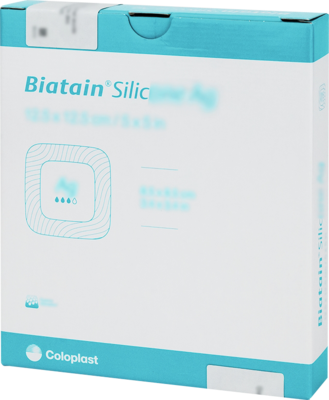 BIATAIN Silicone Ag Schaumverband 12,5x12,5 cm